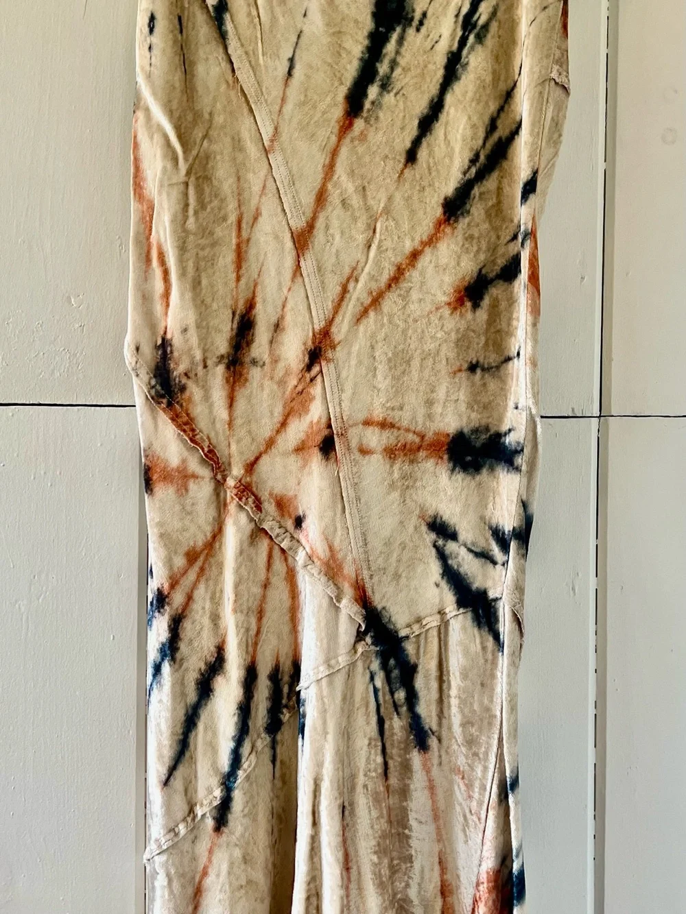 Free People Tie-Dye Maxi Skirt in Cream, Black, Rust